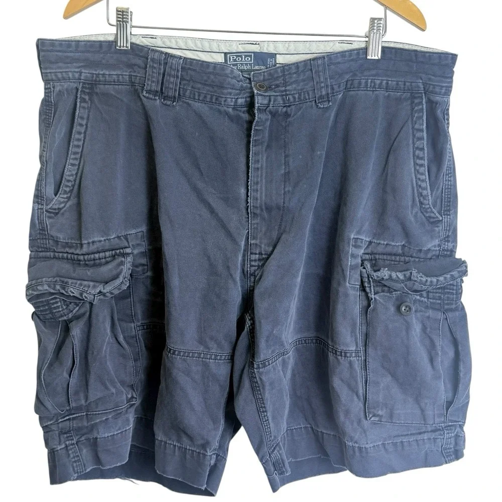 Vintage Polo Ralph Lauren Cargo Shorts Men 40 BlueCotton Rugged Gorpcore Utility